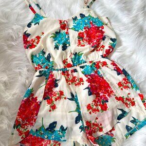 Tulip Leg Floral Romper with Thin Straps